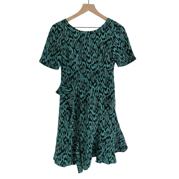 NWT Nanette Lepore Silk Ruffle Women’s Chloe Dress‎ in Blue and Black Size 0 - Picture 1 of 9